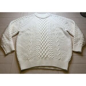 FOREVER 21 Women Ivory Chunky Cozy Cable Knit Pullover Rory Gilmore Sweater Sz L